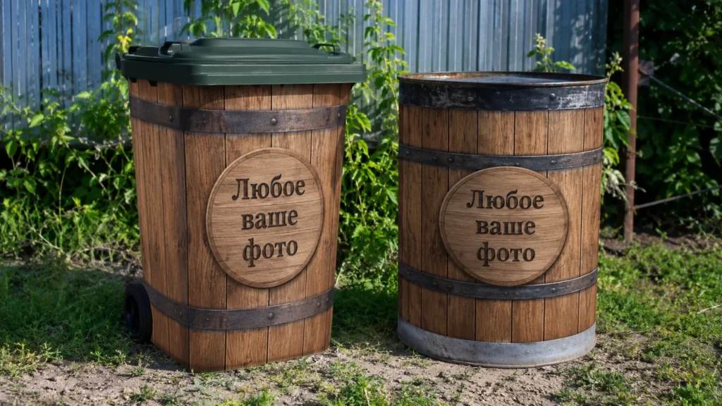 наклейки на мусорный бак или бочку на заказ